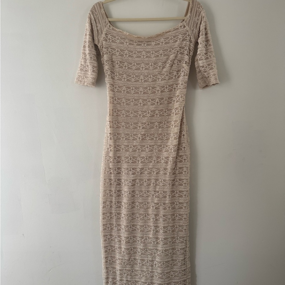 Torn by Ronny Kobo Elegant Cream Lace Dress S